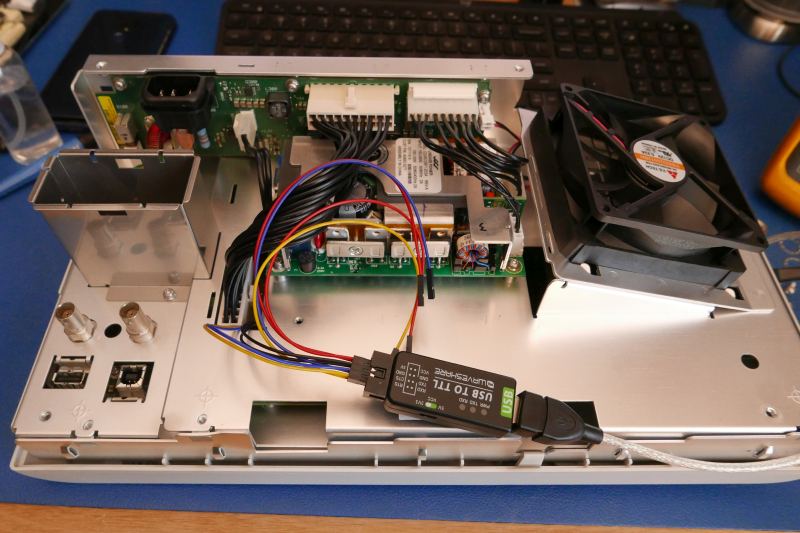 UART adapter on extensions inside oscilloscope
